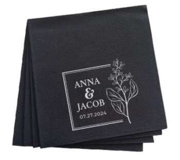 Black-Printed-Wedding-napkins-with-silver
