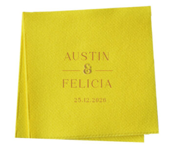 Cocktail 20cm X 20cm Flat Names & Date Wedding Napkins